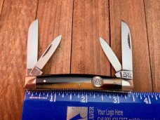 Bulldog 4 Blade Congress In Striking Coon Stripe Celluloid Fighting Bulldog Stamp ’95 SHARP LOOKING! Bulldog 4 Blade Congress In Striking Coon Stripe Celluloid Fighting Bulldog Stamp ’95 SHARP LOOKING!