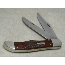 Case XX USA 2001 Wood 6265 SS Folding Hunter Knife - NIB w/Leather Pouch