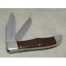 Case XX USA 2001 Wood 6265 SS Folding Hunter Knife - NIB w/Leather Pouch