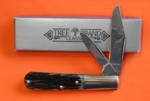 Vintage Boker 2 Blade Barlow with Grooved Bone Handles In Original Box -NM & NOS