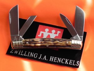 Vintage J A Henckels Premium Stag 4 Blade Congress Knife (MDL# 1931) w Great Stag Handles -NOS