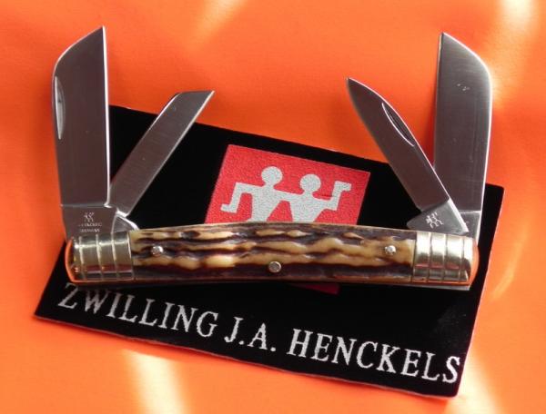 Vintage J A Henckels Premium Stag 4 Blade Congress Knife (MDL# 1931) w Great Stag Handles -NOS Vintage J A Henckels Premium Stag 4 Blade Congress Knife (MDL# 1931) w Great Stag Handles -NOS
