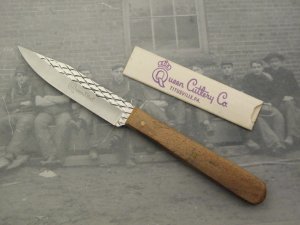 Queen Cutlery Paring Knife with wood handle: 6 ½’ overall with 3 1/8’ stainless steel blade, circa 1