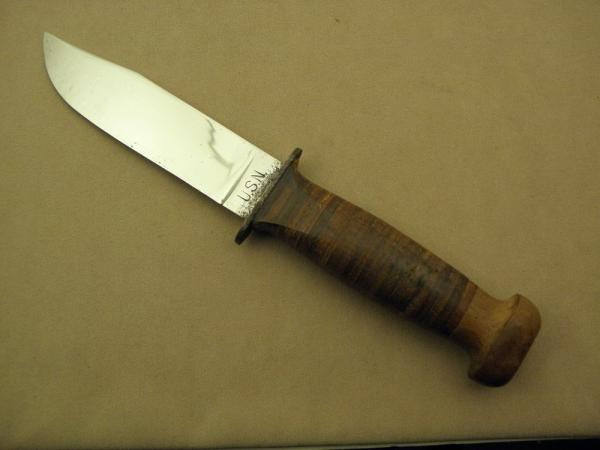 Robeson Shuredge No 20 WWII USN Mark 1 Fighting Knife with Original Leather Sheath