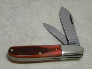 Robeson ShurEdge USA 521168 Saw Cut Strawberry Delrin 2 Blade Barlow Knife c.1960's