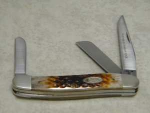 Case XX SS USA 1989 Amber Bone 6318 SSP Tested XX Razor Edge Stockman Knife