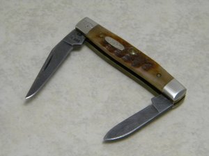Case XX USA 1 Dot (1989) ROG62033 D Rogers Bone Damascus Pen Knife