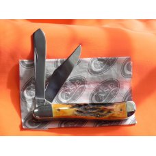 Case xx 1988 Dog Leg Trapper Pocket Knife with Super Stag Handles & Fox Blade Etch -NOS and MINT