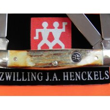 Vintage J A Henckels 3 Blade Stockman Pocket Knife (HK-3-S) w Stag Handles -NOS Vintage J A Henckels 3 Blade Stockman Pocket Knife (HK-3-S) w Stag Handles -NOS