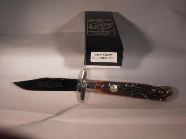 #1L Amber CSB (NIB) Swing Guard Lockback - Carved Stag Bone #1L Amber CSB (NIB) Swing Guard Lockback - Carved Stag Bone