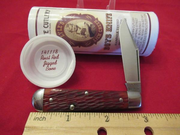 Great Eastern Lyle's Lich Creek Rust Red Jigged Bone Boy's Knife Pattern # 141118 Great Eastern Lyle's Lich Creek Rust Red Jigged Bone Boy's Knife Pattern # 141118