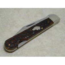 Ka-Bar Olean N.Y. Bone Dog Head Shield Swing Guard Lockback Knife c.1980's Ka-Bar Olean N.Y. Bone Dog Head Shield Swing Guard Lockback Knife c.1980's