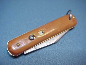 Vintage Tan Colonial Shur Snap Fatjack switchblade knife