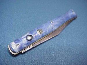 Vintage Edgemaster Fishtail Light purple swirl switchblade