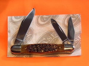 Case xx 1979 (1 dot) 3 Blade Whittler (MDL #6383) Knife w Chestnut Brown Jigged Bone Handles -NOS