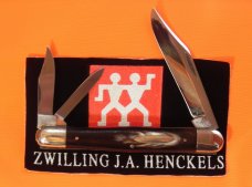 Antique J A Henckels 3 Blade Whittler Pocket Knife w/ Fantastic Buffalo Horn Handles! NOS & M/NM Antique J A Henckels 3 Blade Whittler Pocket Knife w/ Fantastic Buffalo Horn Handles! NOS & M/NM