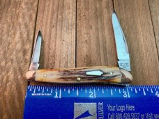 Case XX USA 2001 Dark Amber Bone w/Barb Wire 61549L SS Copperlock Knife - SFO - NIB Case XX USA 2001 Dark Amber Bone w/Barb Wire 61549L SS Copperlock Knife - SFO - NIB