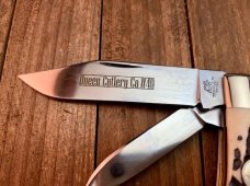 Queen Cutlery Gunstock Jack In Carved Stag Bone, NICE! Queen Cutlery Gunstock Jack In Carved Stag Bone, NICE!