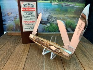 Schatt and Morgan Carved Peach Bone Large Stockman, From the 11th Anniversary Series