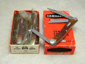 Camillus New York USA Delrin 69 DeLuxe Stock Stockman Knife 1/2 Dozen Full Box