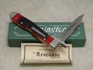 Remington USA 2007 Red Bone R1373 Bullet Swing Guard Lockback Knife in Box