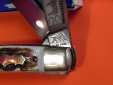 2nd Gen Bulldog Brand "Quarter Horseman" Stockman Knife w/ Great Stag Handles & Frost Blade Etch 2nd Gen Bulldog Brand "Quarter Horseman" Stockman Knife w/ Great Stag Handles & Frost Blade Etch