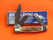 2nd Gen Bulldog Brand "Quarter Horseman" Stockman Knife w/ Great Stag Handles & Frost Blade Etch 2nd Gen Bulldog Brand "Quarter Horseman" Stockman Knife w/ Great Stag Handles & Frost Blade Etch