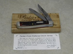 Parker-Frost USA 1978-4 (Schrade USA) Preferred Stock Series Red Bone Trapper Knife in Box