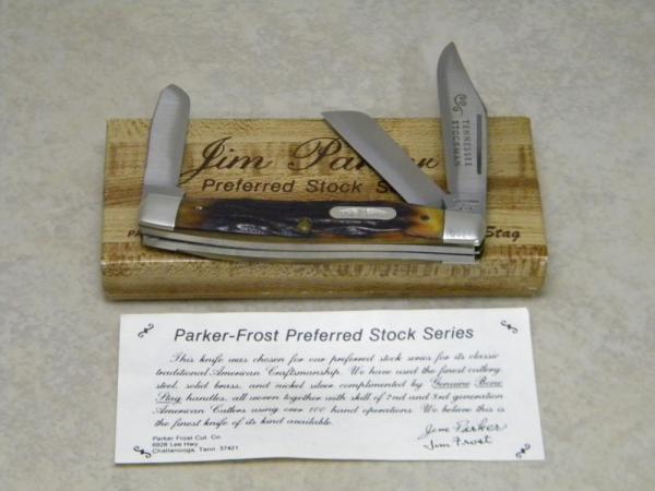 Parker-Frost USA 1978-1 (Schrade USA) Preferred Stock Series Stag Tennessee Stockman Knife in Box Parker-Frost USA 1978-1 (Schrade USA) Preferred Stock Series Stag Tennessee Stockman Knife in Box