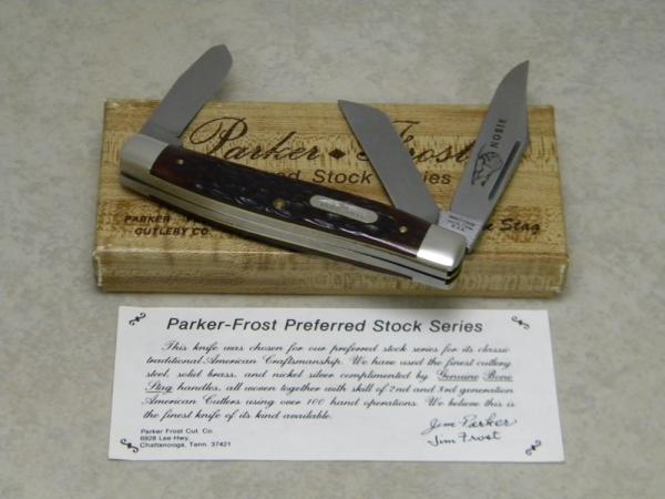 Parker-Frost USA 1978-2 (Schrade USA) Preferred Stock Series Red Bone Stockman Knife in Box Parker-Frost USA 1978-2 (Schrade USA) Preferred Stock Series Red Bone Stockman Knife in Box