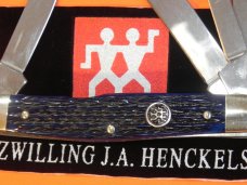 J A Henckels 4 Blade Stockman with Beautiful Dark Blue Pick Bone Handles - NOS NM/M -Nice One! J A Henckels 4 Blade Stockman with Beautiful Dark Blue Pick Bone Handles - NOS NM/M -Nice One!