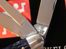 J A Henckels 4 Blade Stockman with Beautiful Dark Blue Pick Bone Handles - NOS NM/M -Nice One! J A Henckels 4 Blade Stockman with Beautiful Dark Blue Pick Bone Handles - NOS NM/M -Nice One!