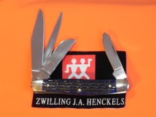 J A Henckels 4 Blade Stockman with Beautiful Dark Blue Pick Bone Handles - NOS NM/M -Nice One! J A Henckels 4 Blade Stockman with Beautiful Dark Blue Pick Bone Handles - NOS NM/M -Nice One!