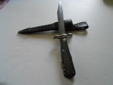 Vintage Folding swing guard Bowie Knife-Frenzel Nixdorf With Original Scabbard.