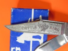 3rd Gen Bulldog "Cattle King" 4" Stockman Knife w/ Great Stag Handles & Frost Blade Etch 3rd Gen Bulldog "Cattle King" 4" Stockman Knife w/ Great Stag Handles & Frost Blade Etch