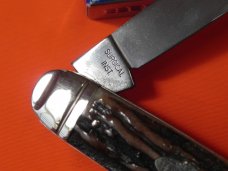 3rd Gen Bulldog "Cattle King" 4" Stockman Knife w/ Great Stag Handles & Frost Blade Etch 3rd Gen Bulldog "Cattle King" 4" Stockman Knife w/ Great Stag Handles & Frost Blade Etch
