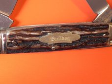 3rd Gen Bulldog "Cattle King" 4" Stockman Knife w/ Great Stag Handles & Frost Blade Etch 3rd Gen Bulldog "Cattle King" 4" Stockman Knife w/ Great Stag Handles & Frost Blade Etch