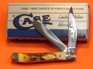 Case xx 1988 Peanut Pocket Knife with Super Stag Handles & Blade Etch -NOS & NM