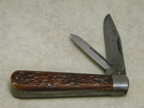 Vintage Russell Straight Marking USA Made Genuine Bone 2 Blade Jack Knife c.1884-1933