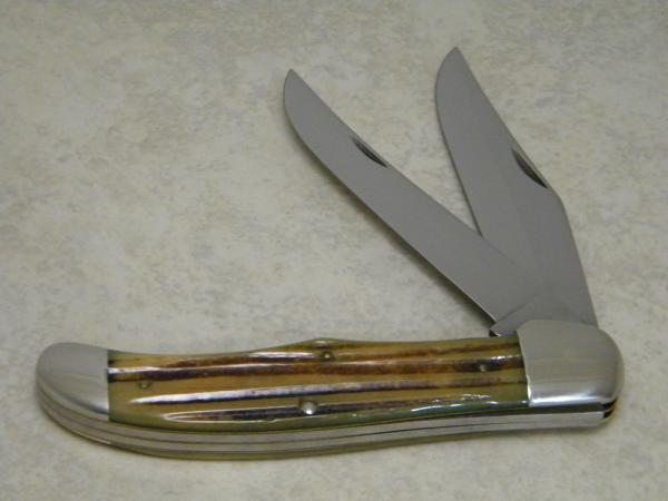 Queen Steel #39 Winterbottom Bone Folding Hunter Knife - "Q Steel" Tang Stamp - No Etch - 1950's