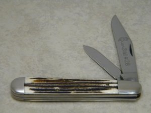 Queen Steel #28 Winterbottom Bone English Jack Knife - No Tang Stamp - Etched - 1960's