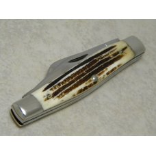 Queen Steel #49 Winterbottom Bone Large Stockman Knife - No Tang Stamp - Etched - 1960's Queen Steel #49 Winterbottom Bone Large Stockman Knife - No Tang Stamp - Etched - 1960's