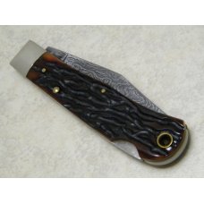 Remington UMC USA 1999 Genuine Bone R1303 Damascus Silver Bullet Lockback Knife in Box