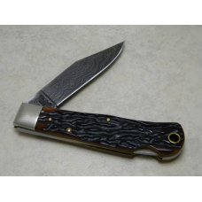Remington UMC USA 1999 Genuine Bone R1303 Damascus Silver Bullet Lockback Knife in Box