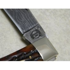 Remington UMC USA 1999 Genuine Bone R1303 Damascus Silver Bullet Lockback Knife in Box