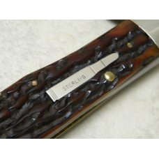 Remington UMC USA 1999 Genuine Bone R1303 Damascus Silver Bullet Lockback Knife in Box