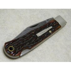 Remington UMC USA 1999 Genuine Bone R1303 Damascus Silver Bullet Lockback Knife in Box