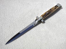 NEW OLD STOCK PICKLOCK 11" ITALIAN STILETTO GENUINE STAG SOLID NICKEL-SILVER BOLSTERS