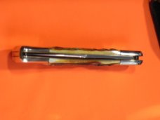 J A Henckels Lg 5" Folding Hunter (HK19-S) with Great Stag Handles & Gold Scroll Blade Etch +Sheath J A Henckels Lg 5" Folding Hunter (HK19-S) with Great Stag Handles & Gold Scroll Blade Etch +Sheath