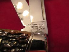 Schatt & Morgan Reverse Gunstock Goldenroot Jigged Bone Handles Pattern # 043150GR